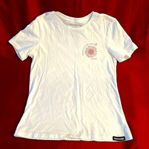 White Short Sleeve Tee with Checkerboard Pattern